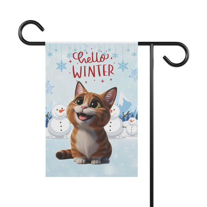 Munchkin Cat Hello Winter Garden Banner