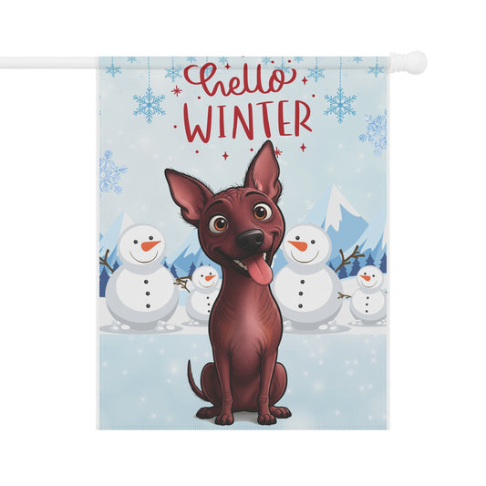 Hairless Dog Hello Winter Garden Banner