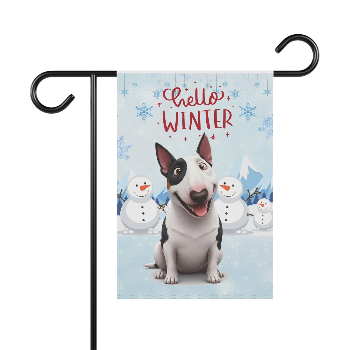 Bull Terrier Hello Winter Garden Banner