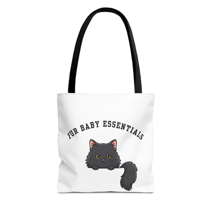 Long hair black cat FurBaby Tote Bag