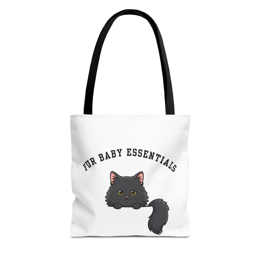 Long hair black cat FurBaby Tote Bag