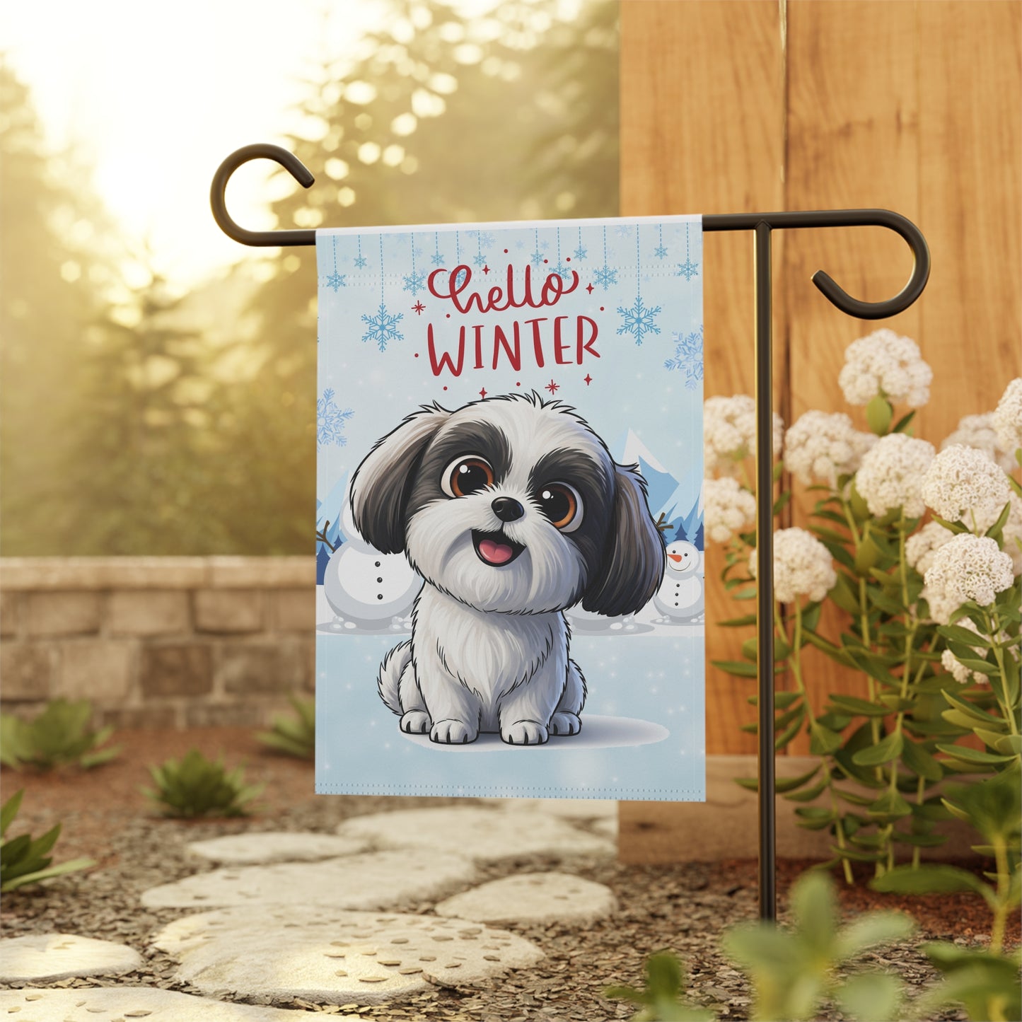 Shih Tzu Hello Winter Garden Banner
