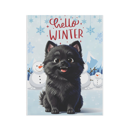 Pomeranian Hello Winter Garden Banner