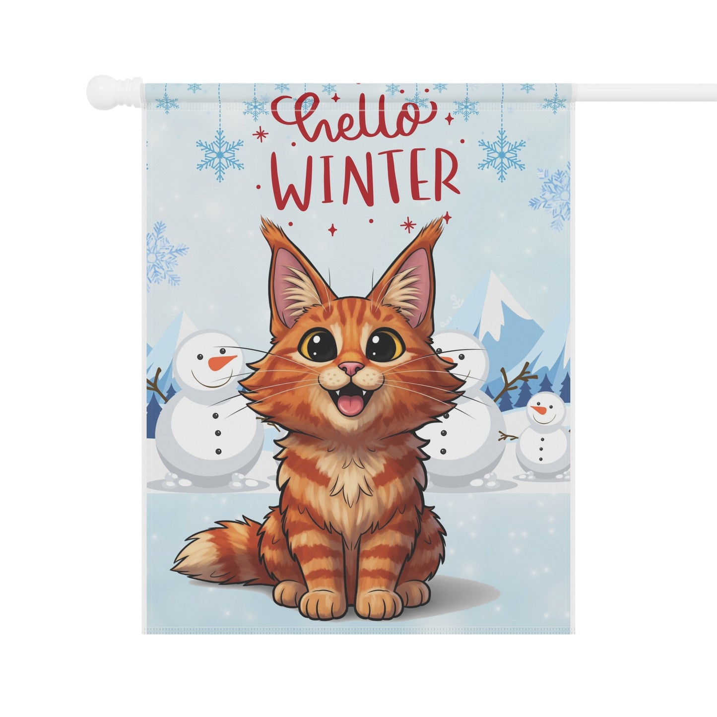 Maine Coon Hello Winter Garden Banner
