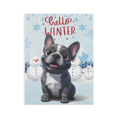 Frenchie Hello Winter Garden Banner