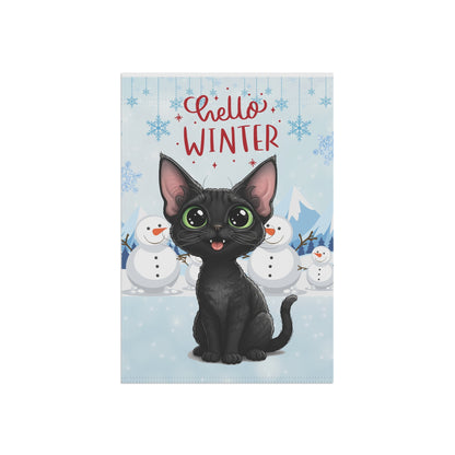 Devon Rex Hello Winter Garden Banner
