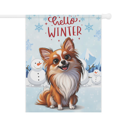 Chihuahua Hello Winter Garden Banner