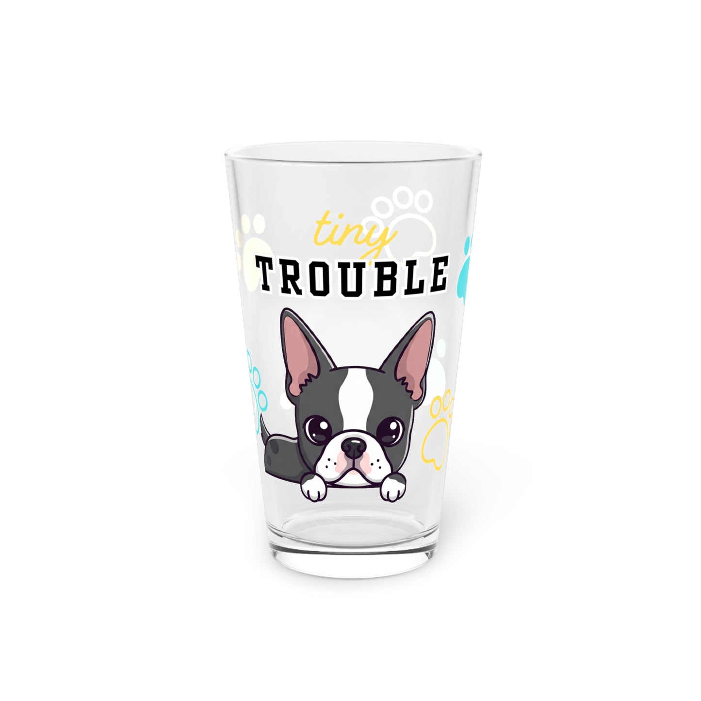 Frenchie Tiny Trouble Pint Glass