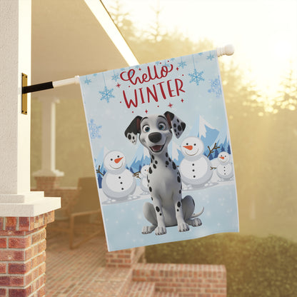 Dalmation Hello Winter Garden Banner