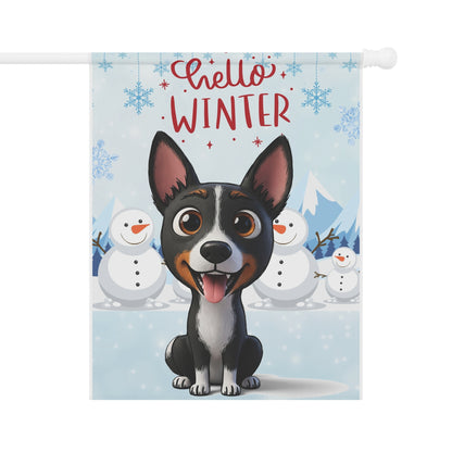Basenji Hello Winter Garden Banner