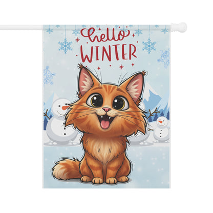 Norwegian Forest Hello Winter Garden Banner