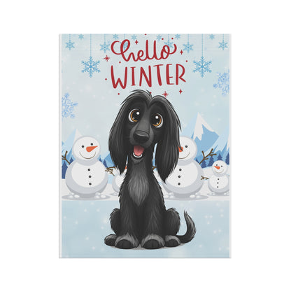 Afghan Hound Hello Winter Garden Banner