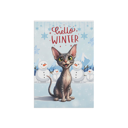 Sphynx Cat Hello Winter Garden Banner