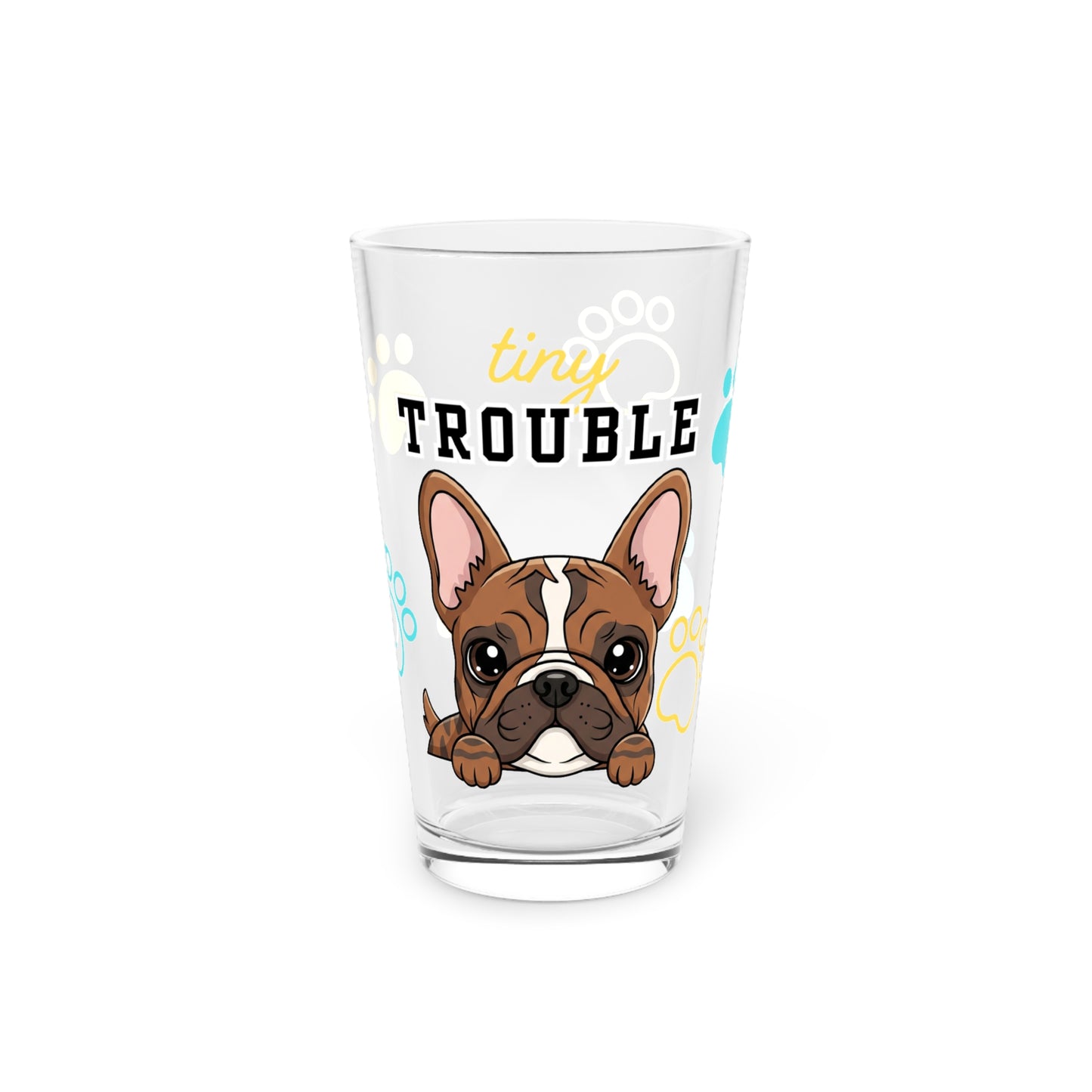 Frenchie Tiny Trouble Pint Glass