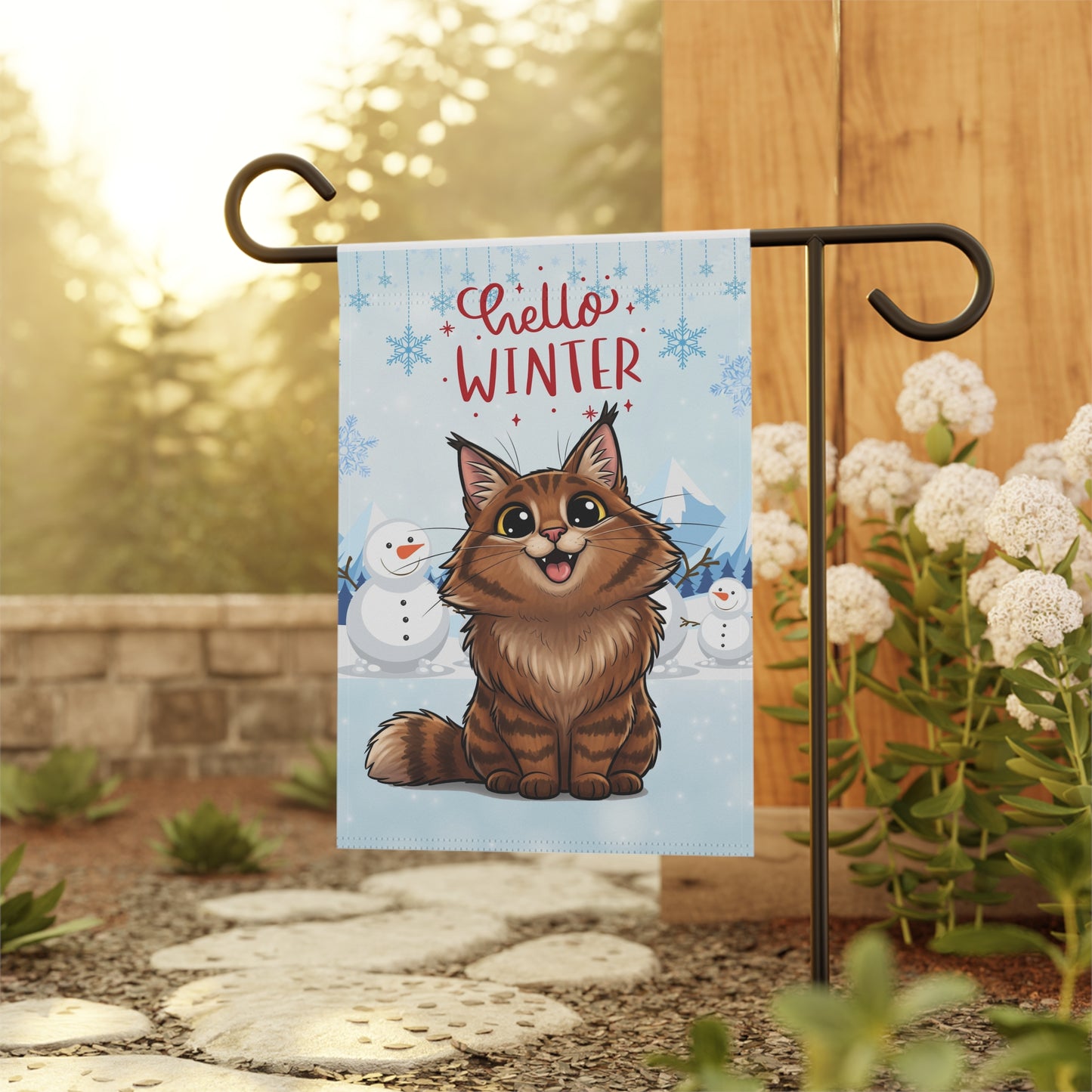 Norwegian Forest Hello Winter Garden Banner