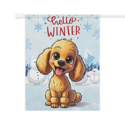 Poodle Hello Winter Garden Banner
