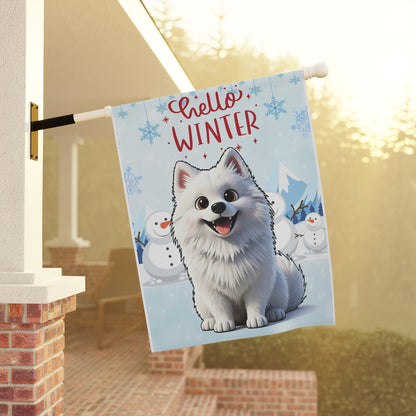 Samoyed Hello Winter Garden Banner