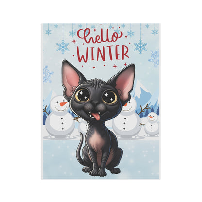 Sphynx Cat Hello Winter Garden Banner