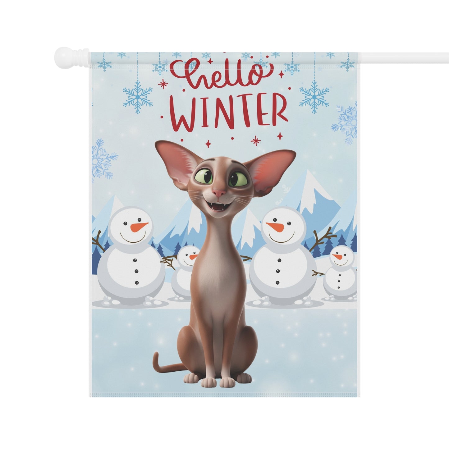 Oriental Shorthair Cat Hello Winter Garden Banner