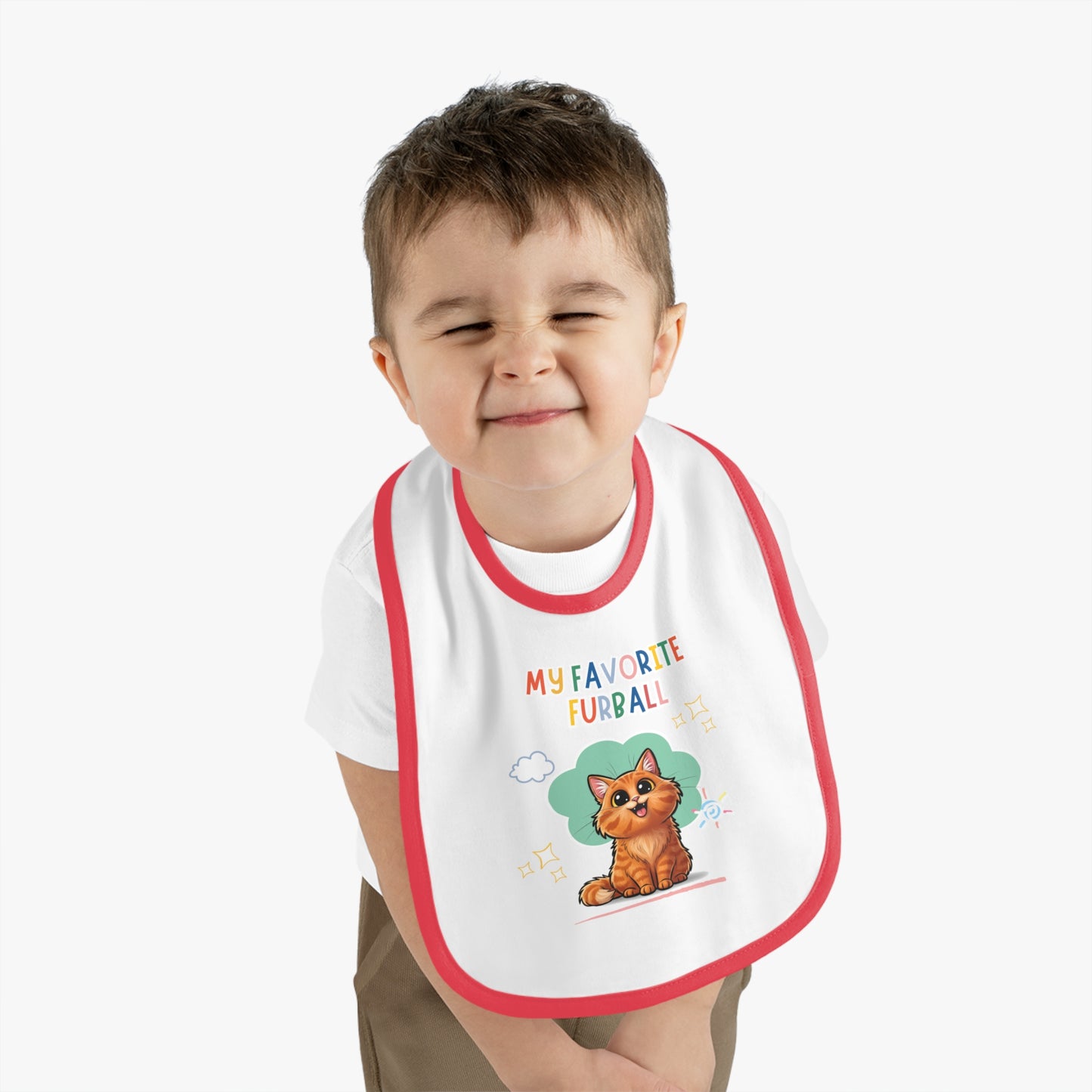 Long hair Orange Cat Favorite Furball Baby Bib