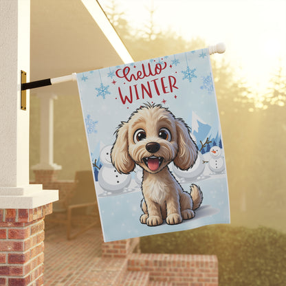 Doodle Hello Winter Garden Banner