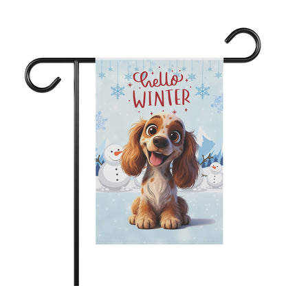 Spaniel Hello Winter Garden Banner
