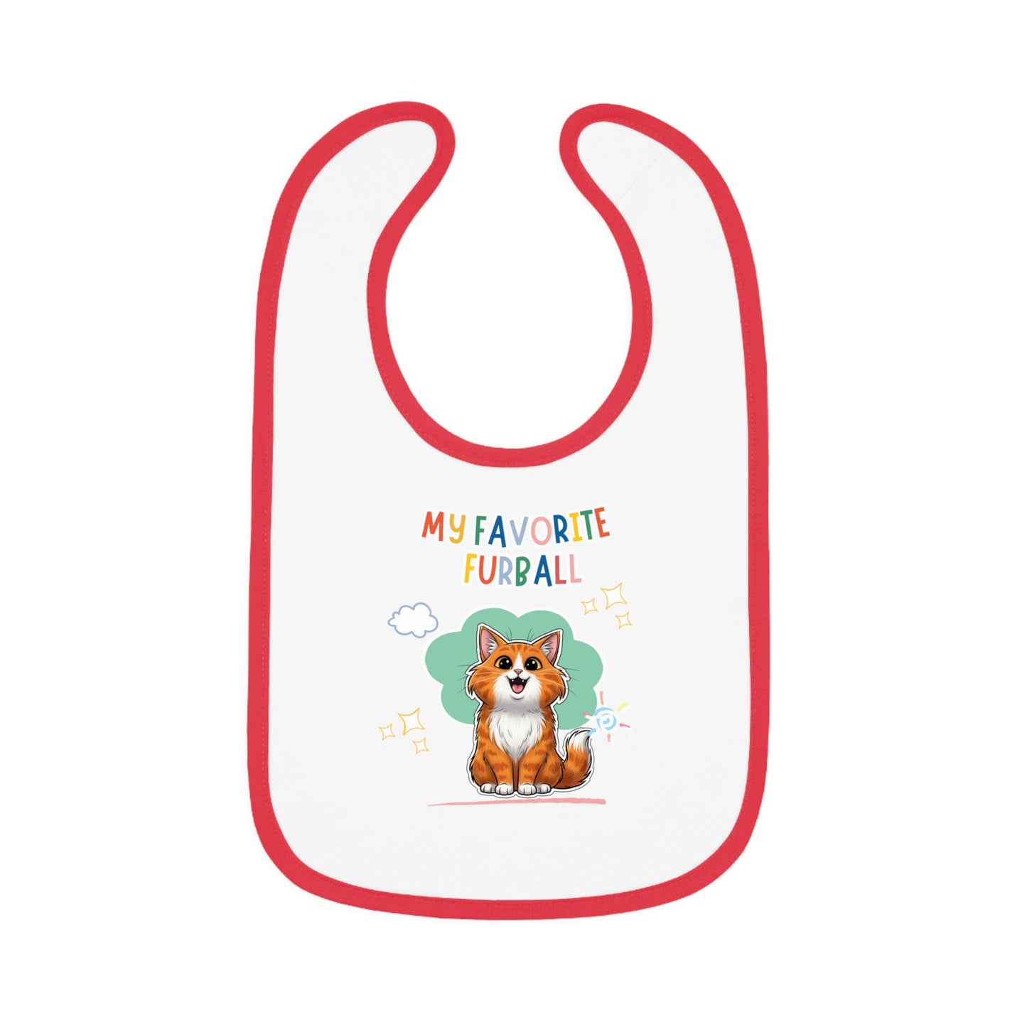 Long hair Bi-color Orange Cat Favorite Furball Baby Bib