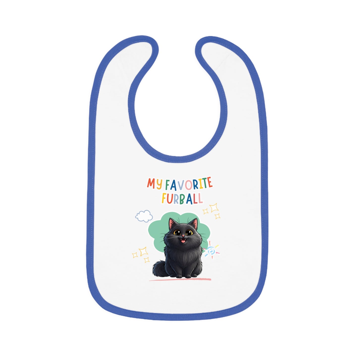 Long hair Black Cat Favorite Furball Baby Bib