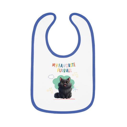 Long hair Black Cat Favorite Furball Baby Bib