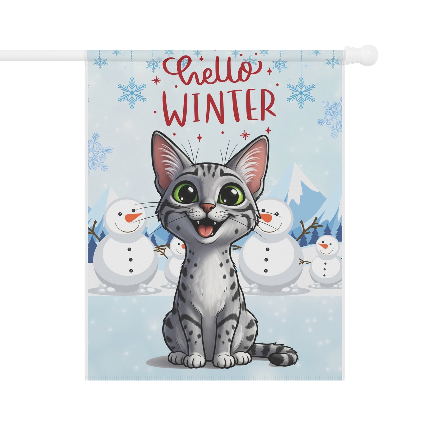 Egyptian Mau Hello Winter Garden Banner