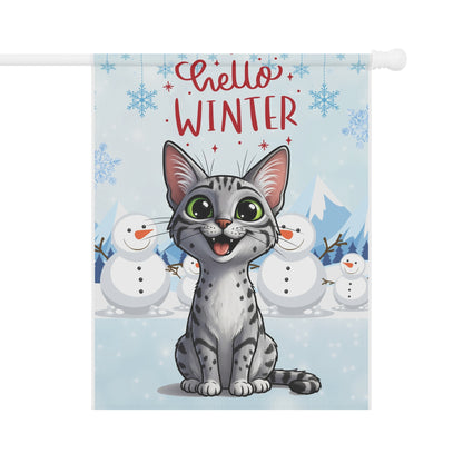 Egyptian Mau Hello Winter Garden Banner