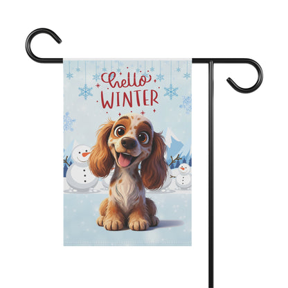 Spaniel Hello Winter Garden Banner