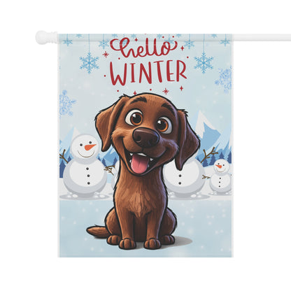 Labrador Hello Winter Garden Banner