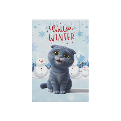 Scottish Fold Hello Winter Garden Banner