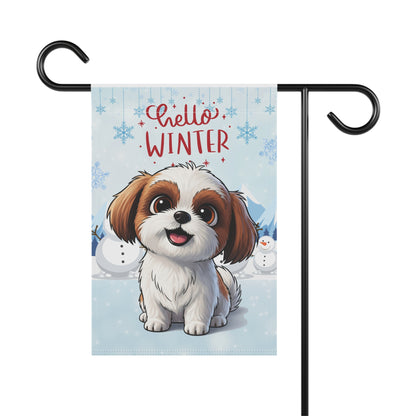 Shih Tzu Hello Winter Garden Banner