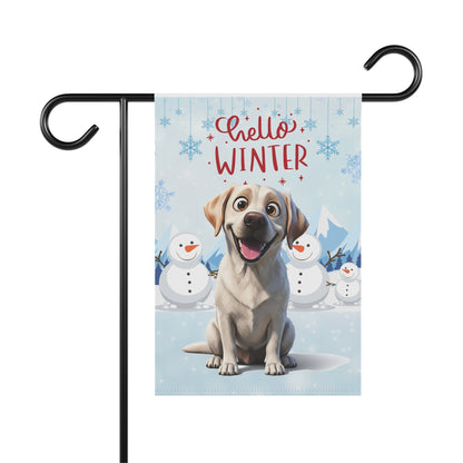 Labrador Hello Winter Garden Banner