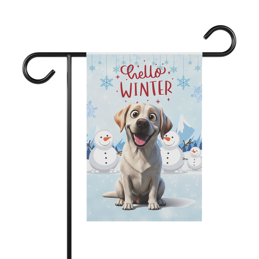 Labrador Hello Winter Garden Banner