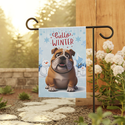 Bulldog Hello Winter Garden Banner
