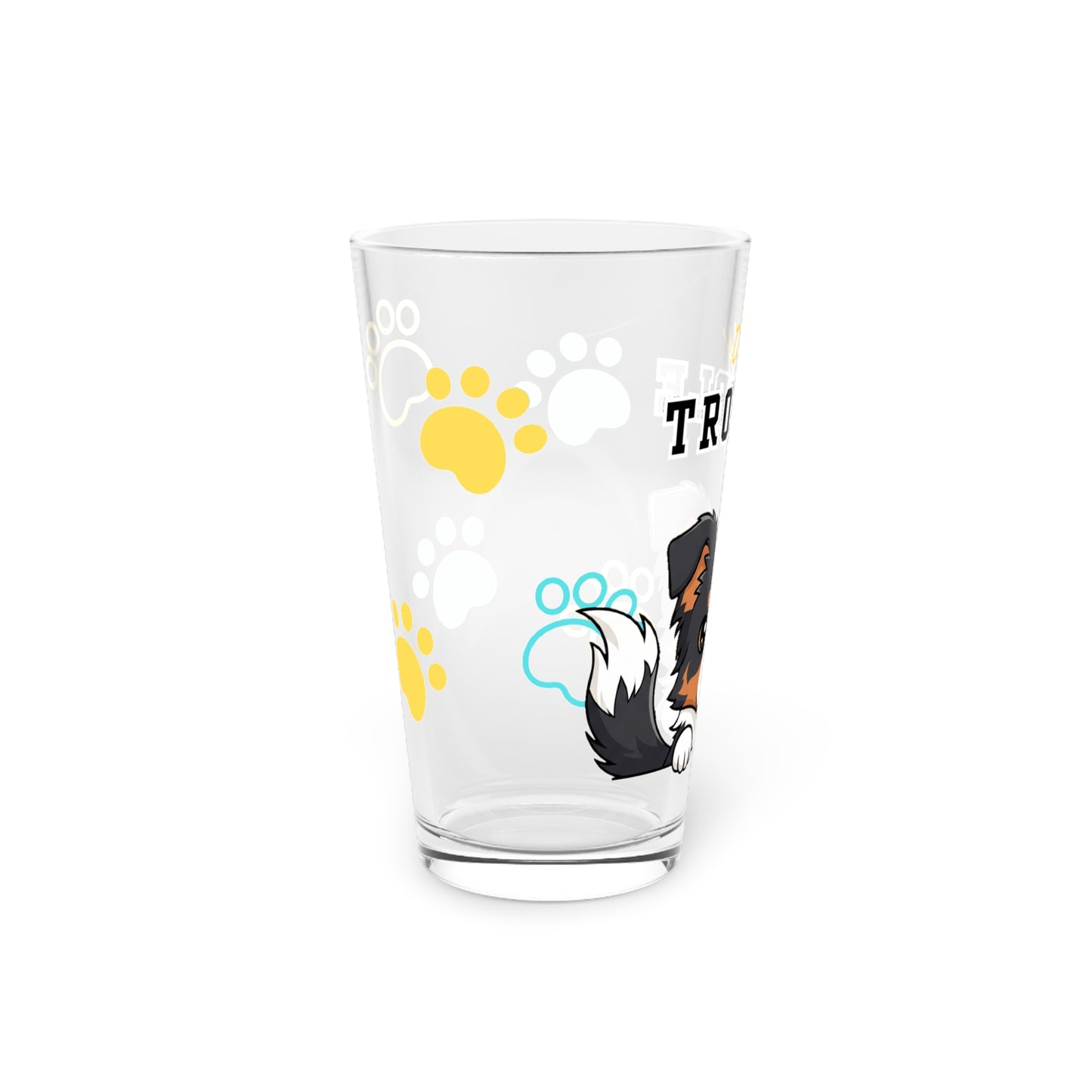 Border Collie Tiny Trouble Pint Glass