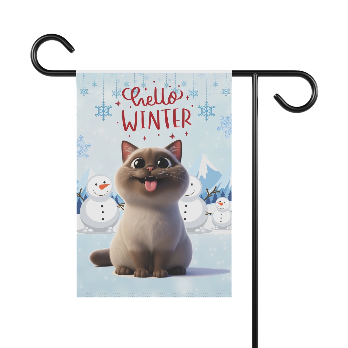 Siamese Cat Hello Winter Garden Banner