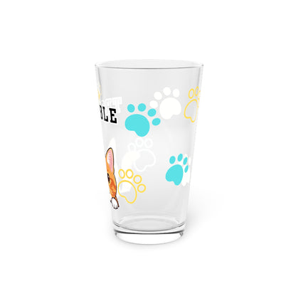 Short hair bi-color orange cat Tiny Trouble Pint Glass
