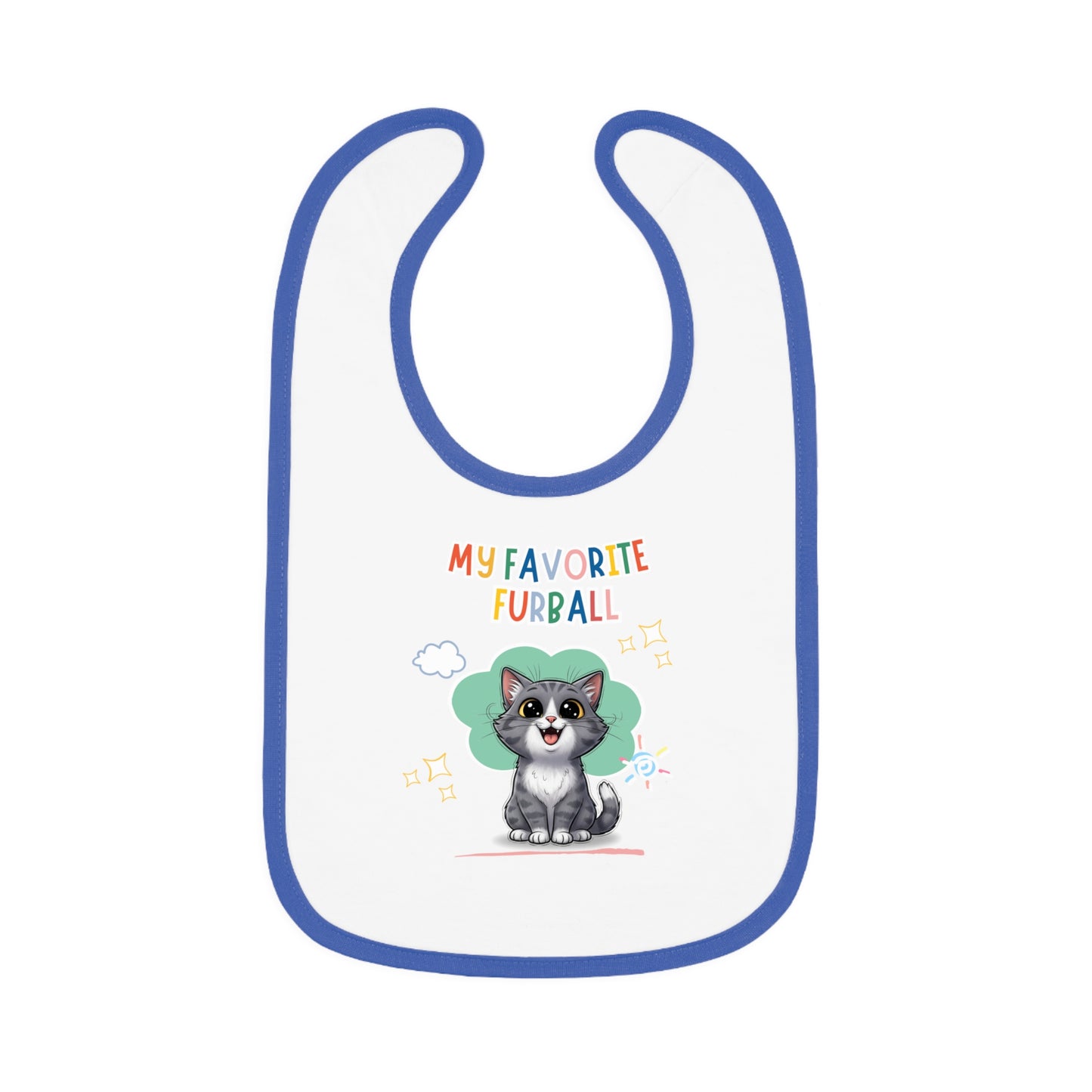 Shorthair Bi-color Gray Cat Favorite Furball Baby Bib