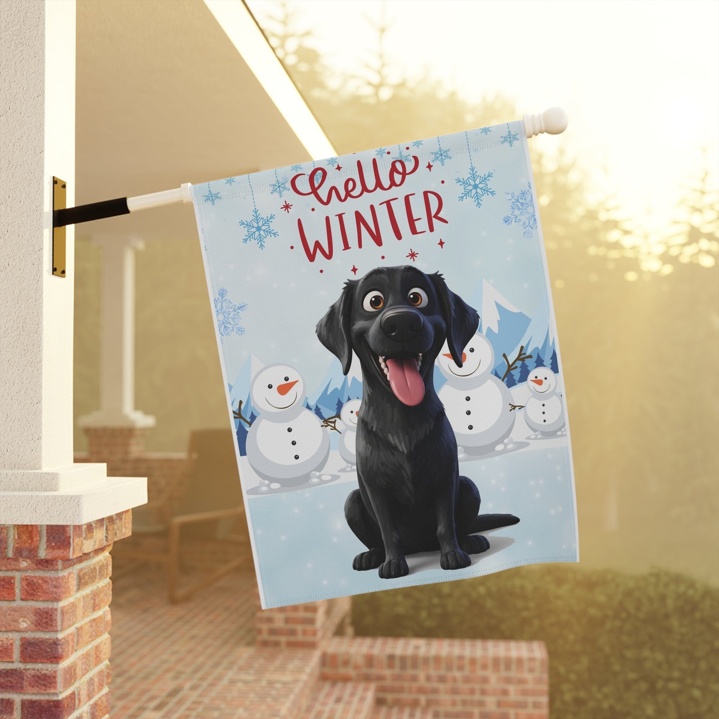Labrador Hello Winter Garden Banner