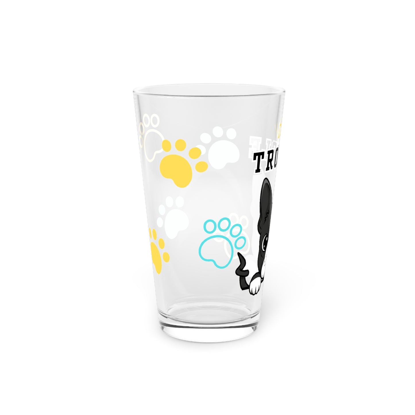Boston Terrier Tiny Trouble Pint Glass