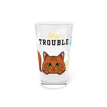 Long hair brown cat Tiny Trouble Pint Glass