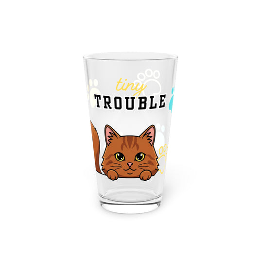 Long hair brown cat Tiny Trouble Pint Glass