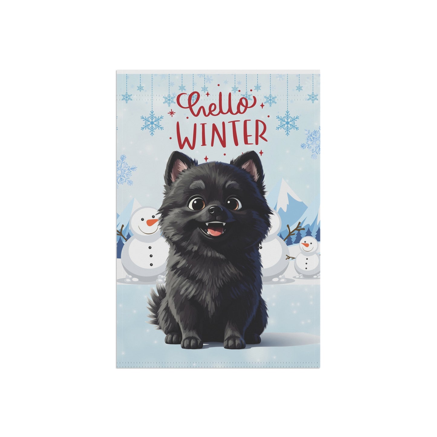Pomeranian Hello Winter Garden Banner