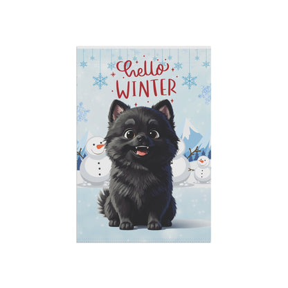 Pomeranian Hello Winter Garden Banner