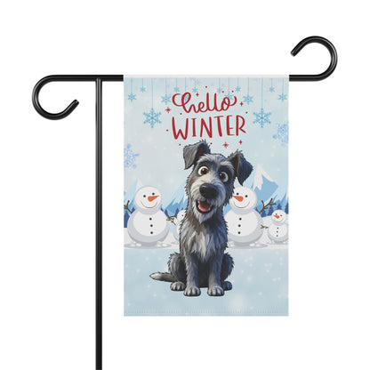Scottish Deerhound Hello Winter Garden Banner