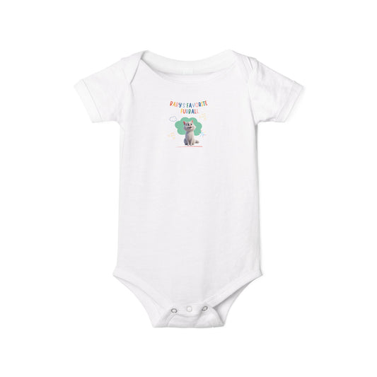 Short hair white cat Favorite Furball Onesie